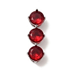 Rouge 316 breloques coulissantes en zircone cubique micro pavée en acier inoxydable chirurgical, couleur inox, diamant, rouge, 29.5x10x8mm, Trou: 2x4mm