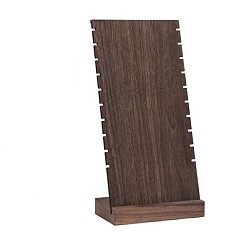 Coffee Natural Black Walnut Wood Necklace Display Stand, Long Chain Display Stand, Rectangle, Coffee, 7.5x15x30cm