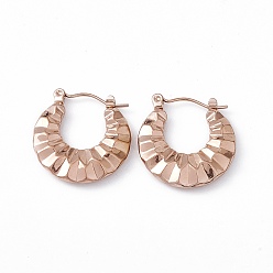 Розовое Золото Ионное покрытие (ip) 304 серьги-кольца из нержавеющей стали для женщин, розовое золото , 21x20.5x4 мм, штифты : 0.7 мм