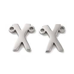 Letter X Non-Tarnish 304 Stainless Steel Connector Charms, Letter, Letter X, 10x9x1.5mm, Hole: 1.2mm