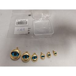 Настоящее золото 18K 6шт. 6 стили латунных подвесок из смолы, плоские круглые с глаз, долговечный, стойки покрытие, без кадмия и без свинца, реальный 18 k позолоченный, 15~35x12~32x5~8 мм, отверстие : 4x3.5 мм, 1 шт / стиль