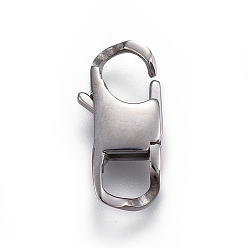 Stainless Steel Color 304 Stainless Steel Lobster Claw Clasps, Stainless Steel Color, 17x8x4mm, Hole: 4mm