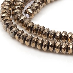 (252) Цвет внутри: морской / фиолетовый на подкладке Нити немагнитных синтетических гематитовых бусин с вакуумным покрытием pvd, граненые, диск, античная бронза покрытие, 6x3.5 мм, отверстие : 1.2 мм, около 126 шт / нитка, 15.55 дюйм (39.5 см)