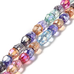 Разноцветный Гальванопластика прозрачные стеклянные бусины прядь, с покрытием AB цвета, граненые, колокол, красочный, 6x6 мм, отверстие : 1.2 мм, около 80~81 шт / нитка, 18.11~18.27 дюйм (46~46.4 см)