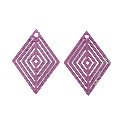 Серо-розавый Аэрозольная краска 430 подвески из нержавеющей стали, ромб, увядшая роза, 19x13.5x0.3 мм, отверстие : 1 мм