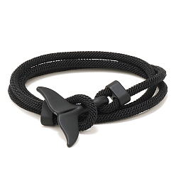 Black Cotton Cord Bracelets, with Alloy Finding, Black, 24-3/4 inch(63cm)