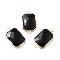 Черный Стойка покрытие латунь паве стекло соединители подвески, прямоугольник ссылки, долговечный, золотые, чёрные, 13.5x24.5x5.5 мм, отверстие : 1.8 мм