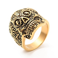 Античное Золото 316 череп из нержавеющей стали с перекрещенным кольцом на пальце, готические украшения для мужчин и женщин, Хэллоуин тема, античное золото , размер США 11 3/4 (21.1 мм)