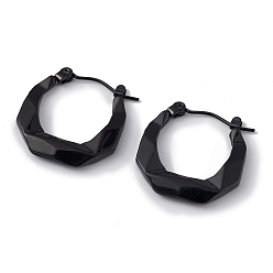 Electrophoresis Black 304 Круглые серьги-кольца из нержавеющей стали с ионным покрытием (IP) для женщин, электрофорез черный, 20x20x3 мм, штифты : 0.5 мм