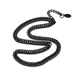 Gunmetal 304 Stainless Steel Cuban Link Chain Necklace, Gunmetal, 16.14 inch(41cm)