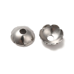 Stainless Steel Color 304 Stainless Steel Bead Caps, Multi-Petal, Flower, Stainless Steel Color, 8x2.5mm, Hole: 2mm