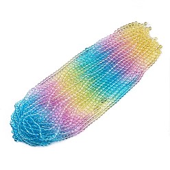 Разноцветный Выпечка расписные прозрачные стеклянные бусины, градиент цвета, сегментированные разноцветные бусины, круглые, красочный, 8 мм, отверстие : 1 мм, около 106 шт / нитка, 31.10'' (79 см)