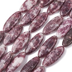 Лепидолит Натуральный лепидолит / пурпурный слюдяный камень бисер пряди, Плоско-овальные, 30x12.5x5.5 мм, отверстие : 1.2 мм, около 13 шт / нитка, 15.20'' (38.6 см)