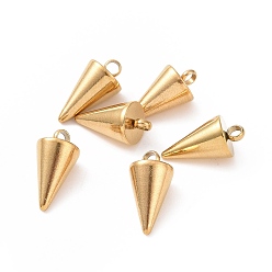 Golden Ion Plating(IP) 304 Stainless Steel Pendants, Spike/Cone, Golden, 13.5x7mm, Hole: 2mm