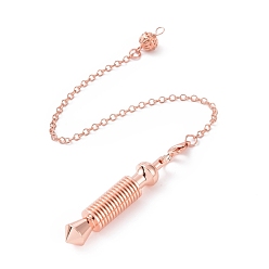 Rose Gold Brass Coil Dowsing Pendulums, Spiral Pendulum, with Lobster Claw Clasps, Pointed Cone, Cadmium Free & Lead Free, Rose Gold, 242mm