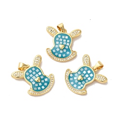 Бирюза Стойки обшивки латунь кубического циркония подвески, с эмалью и ракушкой, долговечный, без свинца и без кадмия, реальный 18 k позолоченный, сердце, бирюзовые, 20x20x3 мм, отверстие : 5x4 мм