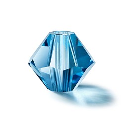 60120 Malibu Blue Хрустальные бусины preciosa®, чешский хрусталь, биконус(451 69 302 рондель), 60120 Малибу Блю, 4 мм, отверстие : 0.8 мм