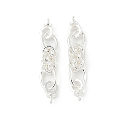 Серебро Медные залоги, за половину пробурено бисера, серебряные, 33.5x6.5x5 мм, штифты : 0.9 мм