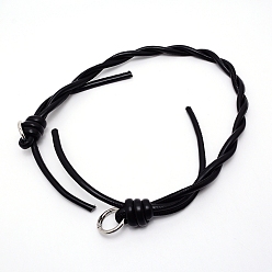 Black PU Leather Bag Handles, with Alloy Spring Gate Ring, for Bag Straps Replacement Accessories, Black, 720x14~31mm
