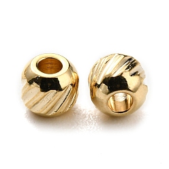 Золотой 201 из нержавеющей стали бусы, круглый с саржевым узором, золотые, 4x3.5 мм, отверстие : 1.5 мм