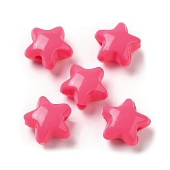 Deep Pink Opaque Acrylic Beads, Star, Deep Pink, 11x11.5x7mm, Hole: 2mm,  about 1245pcs/500g