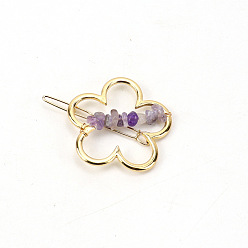 Аметист Заколки для волос из сплава, с аметистом, аксессуары для волос для женщин и девочек, цветок, 65x45 мм