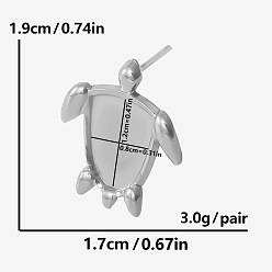 Нержавеющая Сталь Цвет 304 из нержавеющей стали серьги, черепаха, цвет нержавеющей стали, 19x17 мм