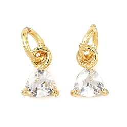 Прозрачный Латунные микро проложить кубического циркония подвески, треугольник прелести, стойки покрытие, долговечный, без кадмия и без свинца, с целью перехода в кольце, золотые, прозрачные, 7x5x3 мм, отверстие : 3.5 мм