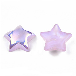 Prune Perles de nacre en plastique ABS, la moitié foré, de couleur plaquée ab , étoiles, prune, 24x25x8mm, demi-trou: 1.4 mm