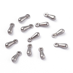 Stainless Steel Color 304 Stainless Steel Charms, Chain Extender Drop, Teardrop, Stainless Steel Color, 7.5x2.5x2.3mm, Hole: 1mm