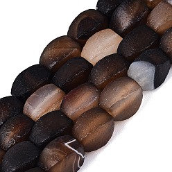 Coconut Brown Natural Agate Beads Strands, Twist, Dyed & Heated, Coconut Brown, 11.5x8~9x8~9mm, Hole: 0.7~1mm, about 33pcs/strand, 15.16~15.55 inch(38.5~39.5cm)