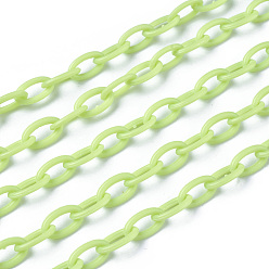 Pale Green ABS Plastic Cable Chains, Oval, Pale Green, 13x7~7.5x2mm, about 15.35~15.74 inch(39~40cm)/strand