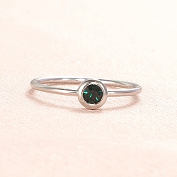 Teal Glass Flat Round Finger Ring, Stainless Steel Color Stainless Steel Ring, Teal, Inner Diameter: 18.2mm