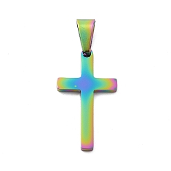 Rainbow Color Ионное покрытие (ip) 304 подвески из нержавеющей стали, крестик, Радуга цветов, 28x15.5x1.9 мм, отверстие : 8x5 мм