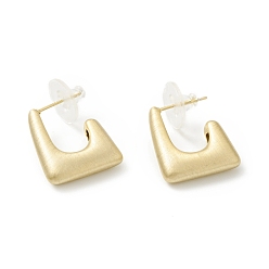 Golden Alloy Trapezoid Stud Earrings with 925 Sterling Silver Pin, Half Hoop Earrings for Women, Golden, 20x18x5mm, Pin: 0.7mm