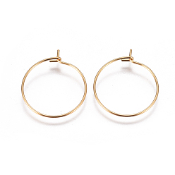 Real 18K Gold Plated 304 Stainless Steel Hoop Earrings Findings, Wine Glass Charms Findings, Real 18k Gold Plated, 20x0.6mm, 22 Gauge