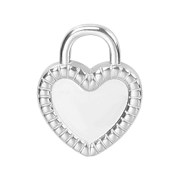 Stainless Steel Color Stainless Steel Pendants, Heart Padlock Charms, Stainless Steel Color, 18x14x3mm, Hole: 5mm