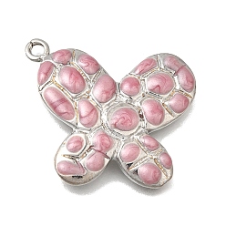 Фламинго Латунь эмаль подвески, без кадмия и без свинца, стойки покрытие, очарование бабочки, платина, фламинго, 25x28x4 мм, отверстие : 2 мм