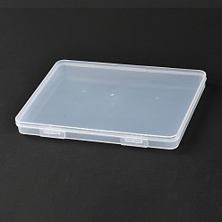 Clear Rectangle Polypropylene(PP) Plastic Boxes, Bead Storage Containers, with Hinged Lid, Clear, 20x12x1.7cm, Inner Diameter: 11.5cm
