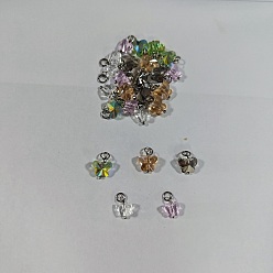 (52) Непрозрачная лаванда 25 шт. 5 стили подвески из прозрачного стекла с гальваническим покрытием, бабочка, с открытыми пружинными кольцами из нержавеющей стали 304, граненые, разноцветные, 15.5 мм, отверстие : 1.2 мм, 5 шт / стиль