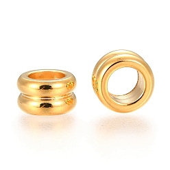 Real 24K Gold Plated 304 Stainless Steel Grooved Beads, Column, Real 24k Gold Plated, 8x4mm, Hole: 5mm