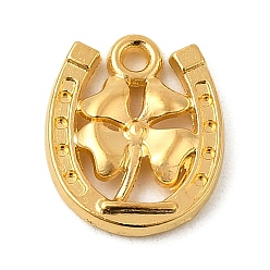 Золотой Подвески из сплава , подковы с подвесками в виде клевера, золотые, 18x15x2 мм, отверстие : 2 мм