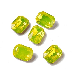 Citrine Opal Style K9 Glass Rhinestone Cabochons, Pointed Back & Back Plated, Octagon Rectangle, Citrine, 14x10x5.5mm