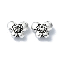 Antique Silver Tibetan Style Alloy Beads, Butterfly, Antique Silver, 11.5x14.5x6mm, Hole: 1.8mm, about 185pcs/500g.