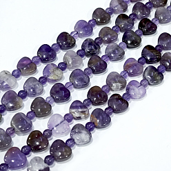 Amethyst Natural Amethyst Beads Strands, Apple, 9x10.5x5mm, Hole: 1mm, about 35pcs/strand, 15.47''~15.67'' (39.3~39.8cm)
