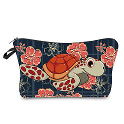 Red Tortoise Pattern Polyester Waterpoof Makeup Storage Bag, Multi-functional Travel Toilet Bag, Clutch Bag with Zipper for Women, Red, 22x18.5cm