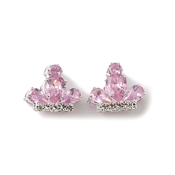 Лавандовый румянец Латунные микро проложить кубического циркония бусы, бабочка, со стразами, лавандовый румянец, 13x16x12 мм, отверстие : 1.2 мм