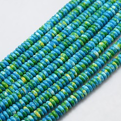 Deep Sky Blue Synthetic Ocean White Jade Rondelle Beads Strands, Dyed, Deep Sky Blue, 8x3.5mm, Hole: 1mm, about 115pcs/strand, 15.74 inch