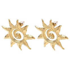Golden 304 Stainless Steel Sun Stud Earrings for Women, Golden, 50.5x49mm