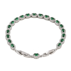 Зеленый Теннисные браслеты из платиновой латуни с микропаве из кубических цирконий, браслеты для женщин, овальные, с группы часы застежками, долговечный, зелёные, 8-5/8 дюйм (22 см), 6 мм